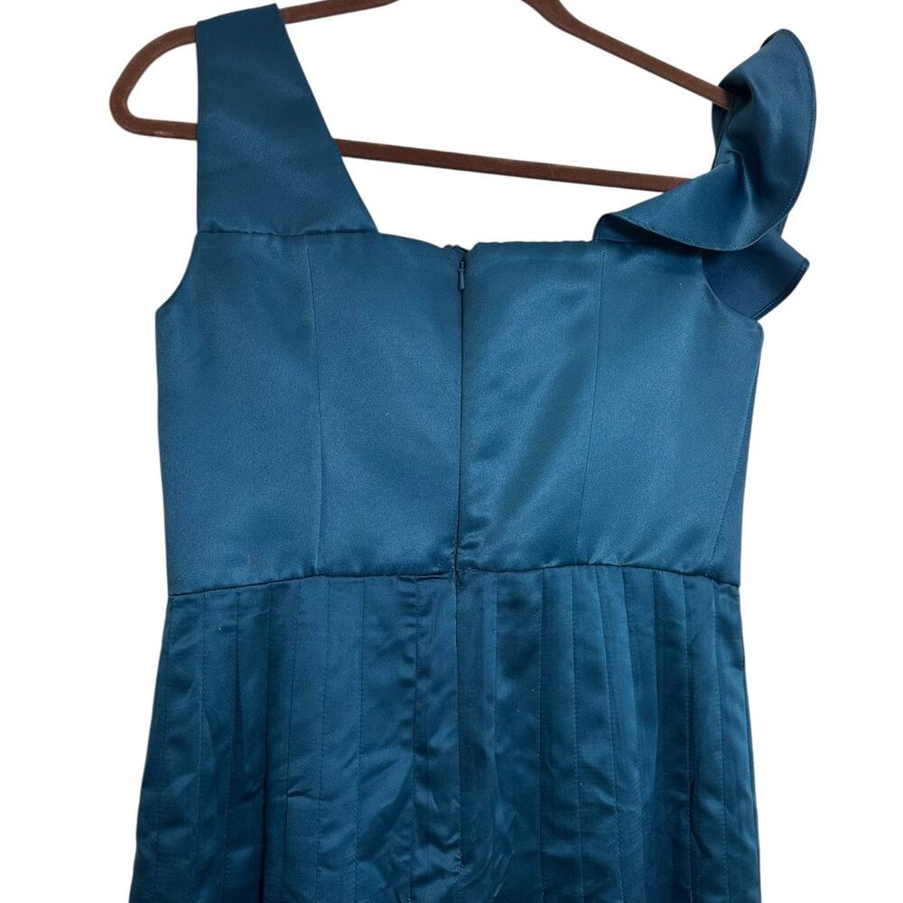 Flor Et.Al One Shoulder Teal Pleated Cocktail Dress Size 2 Asymmetrical Formal - Picture 7 of 10